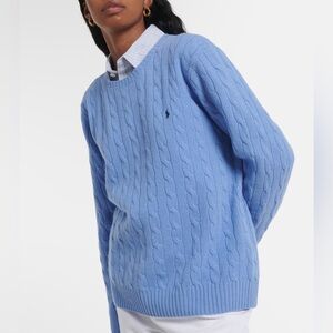 Vintage Ralph Lauren Cableknit Cotton Cashmere Oversized Crew Sweater Large